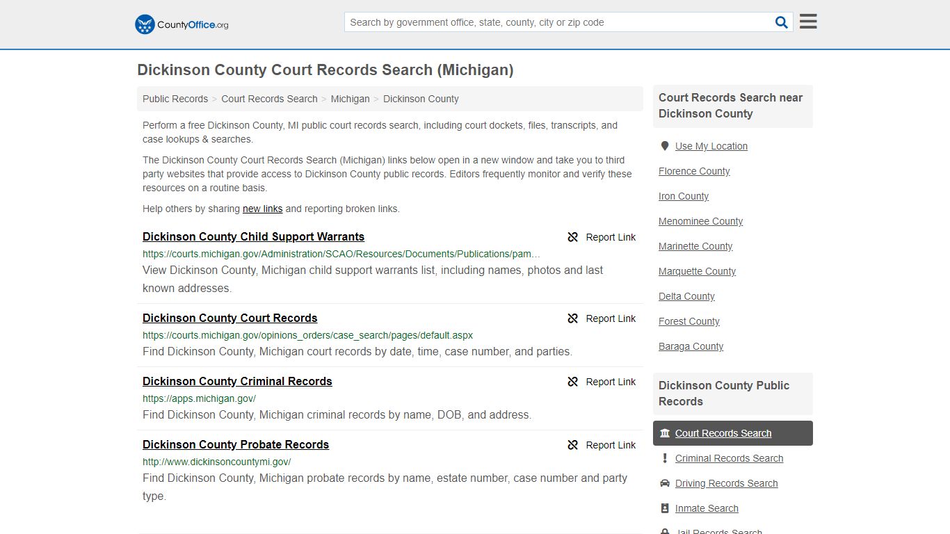 Court Records Search - Dickinson County, MI (Adoptions ...